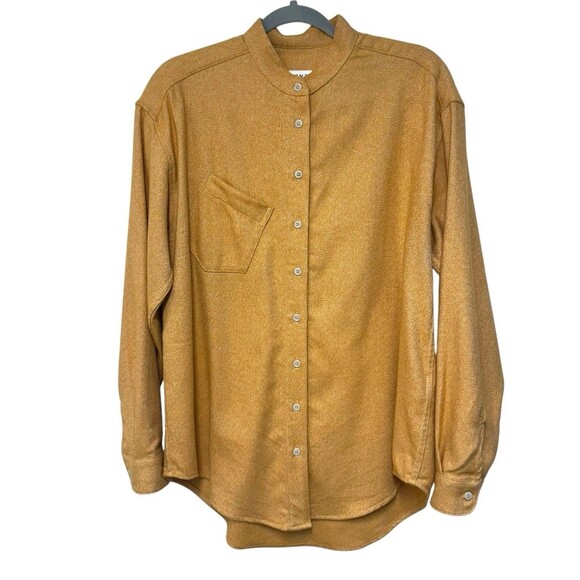 POMP Power Of My People Wayward Fit Twill Flannel Top Size Small Heather Mustard - Picture 1 of 11